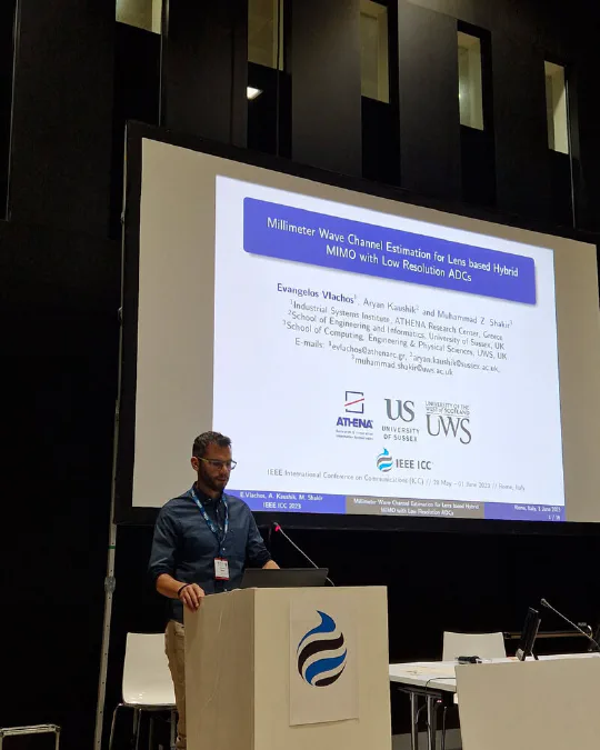 Evangelos Vlachos presenting at IEEE ICC 2023 in Rome