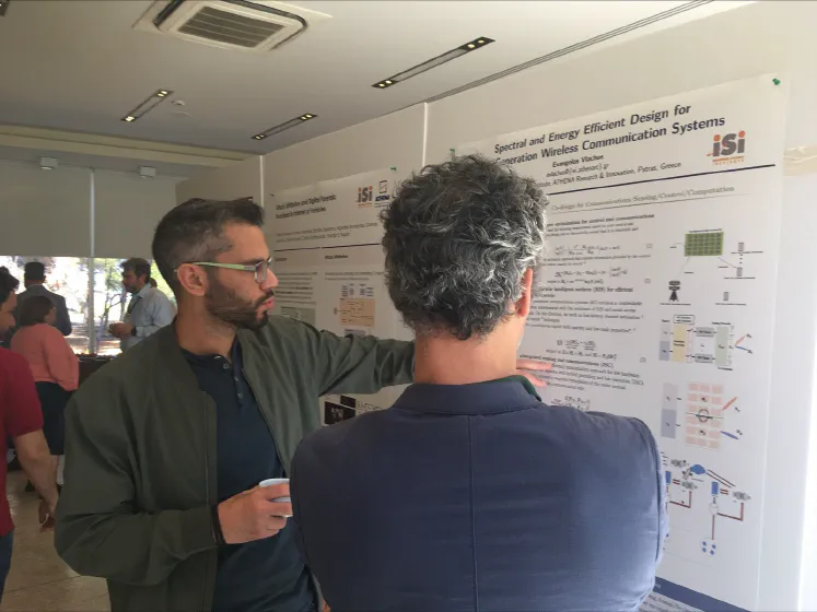 Evangelos Vlachos discussing his poster at the internal ATHENA RC Day