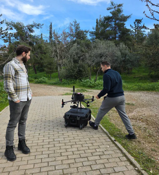 Drone on its case during a UAV field test